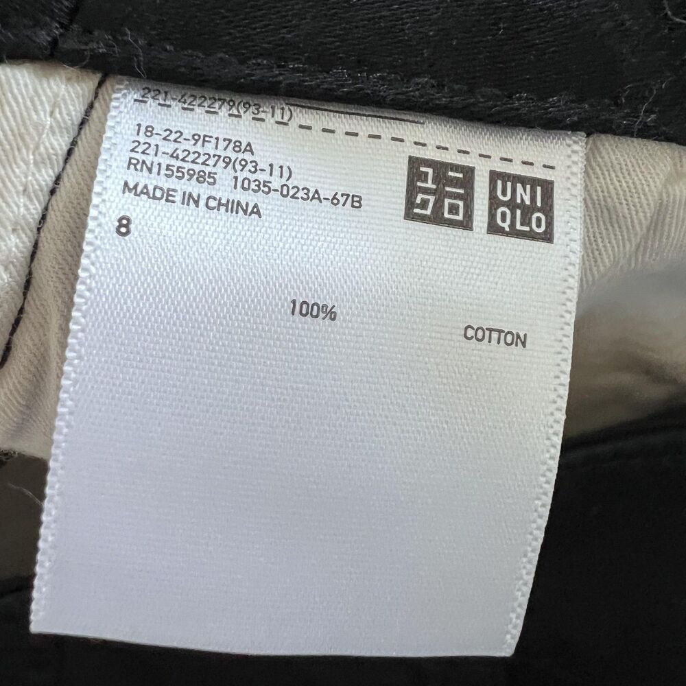 Uniqlo U Pants Women 8 Black Cotton Wide Leg High Rise Chino Casual Wear Classic - Picture 13 of 16